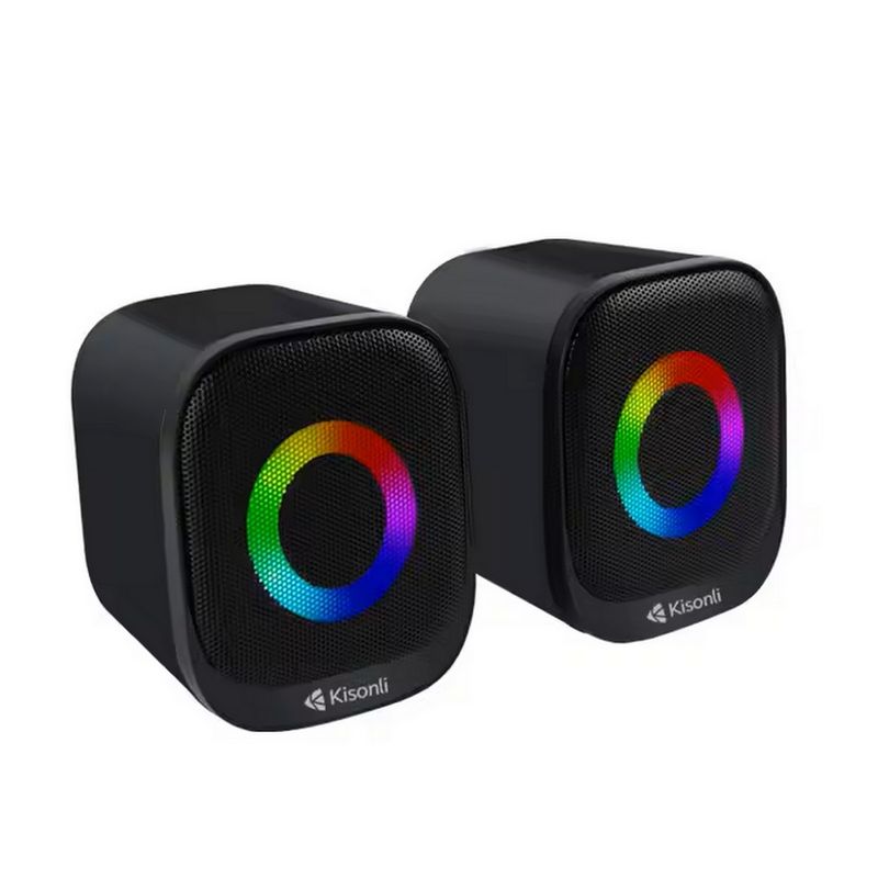 DAYOSHOP - Parlante Para Pc Multimedia Luces Rgb Kisonli Usb Auxiliar