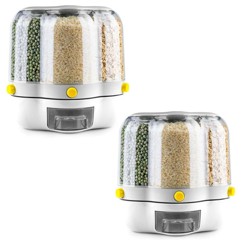 CHEF MASTER - Set x2 Dispensador De Alimentos Giratorio Granos y Cereales Blanco