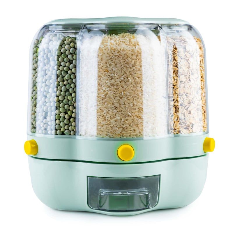 CHEF MASTER - Dispensador De Alimentos Giratorio para Granos y Cereales Verde