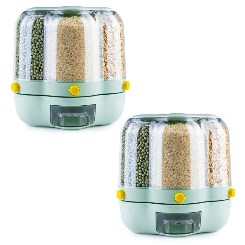 CHEF MASTER - Set x2 Dispensador De Alimentos Giratorio Granos y Cereales Verde