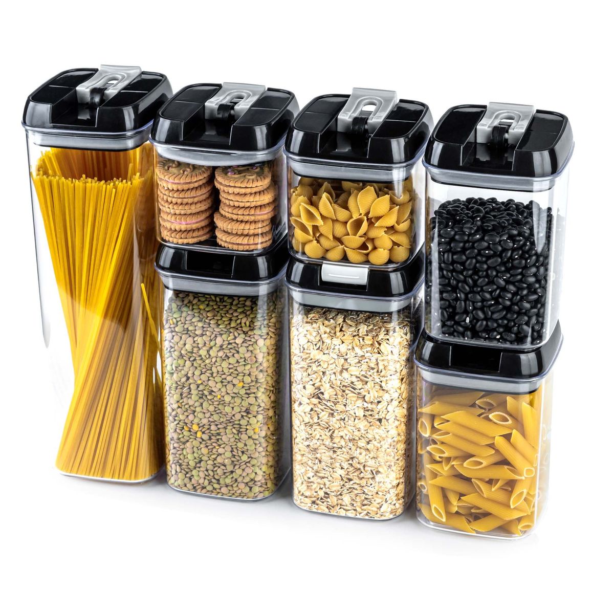 CHEF MASTER - Set de 7 Recipientes Herméticos con Diseño Moderno Apilable.