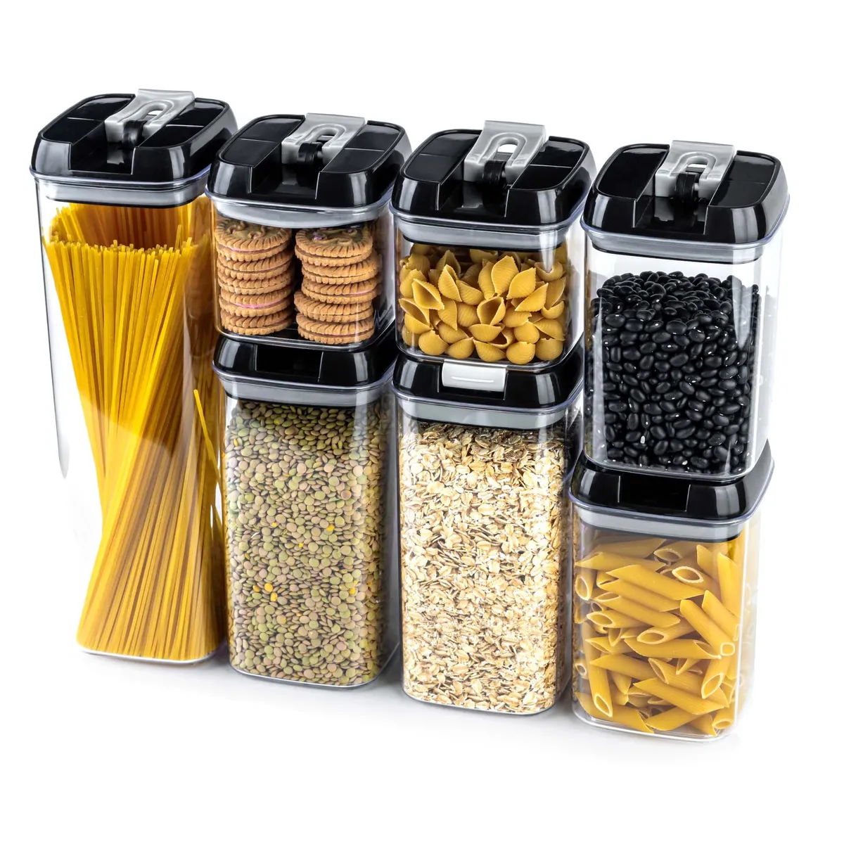 CHEF MASTER - Set de 7 Recipientes Herméticos con Diseño Moderno Apilable.