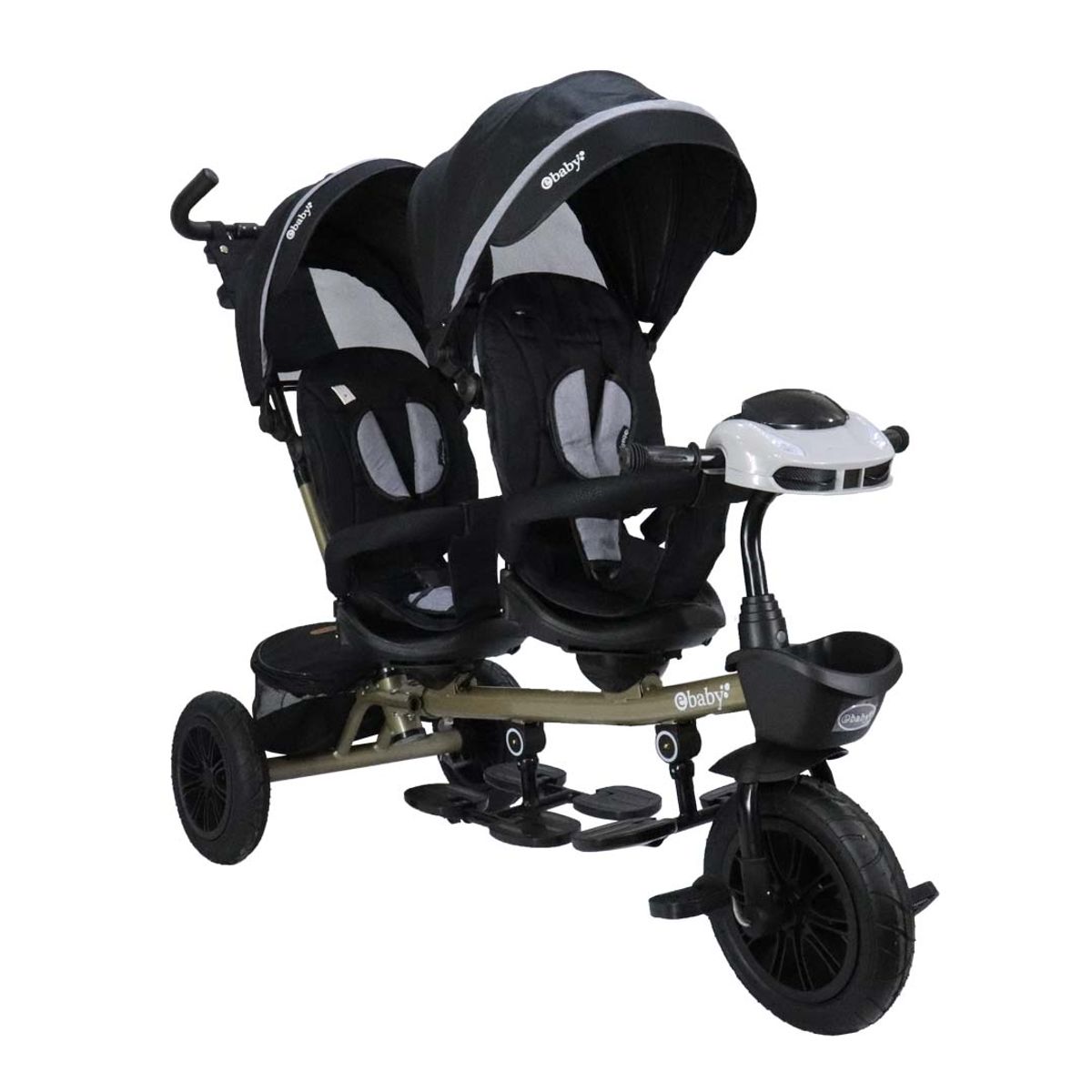 EBABY - Triciclo Paseador gemelar LAZZO DUO NEGRO EB302G
