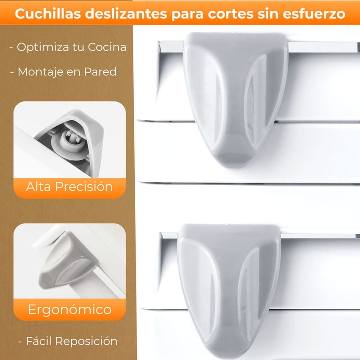 CHEF MASTER - Porta Rollos Cocina 4en1 Dispensador Aluminio Papel Especias