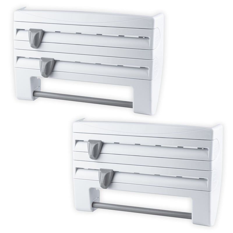 CHEF MASTER - Set x2 Porta Rollos Cocina 4en1 Dispensador Aluminio Papel