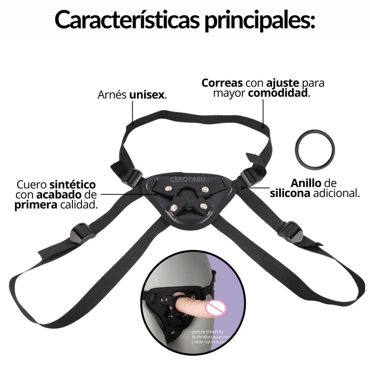 GENERICO - Kit Juguete Sexual Arnés Universal + Dildo Adherente