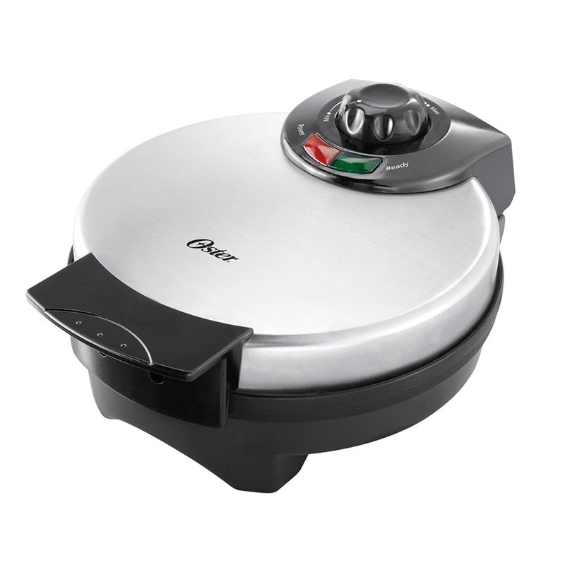 OSTER - Waflera Redonda Belga Oster 1 puesto, waflera antiadherente con control de temperatura