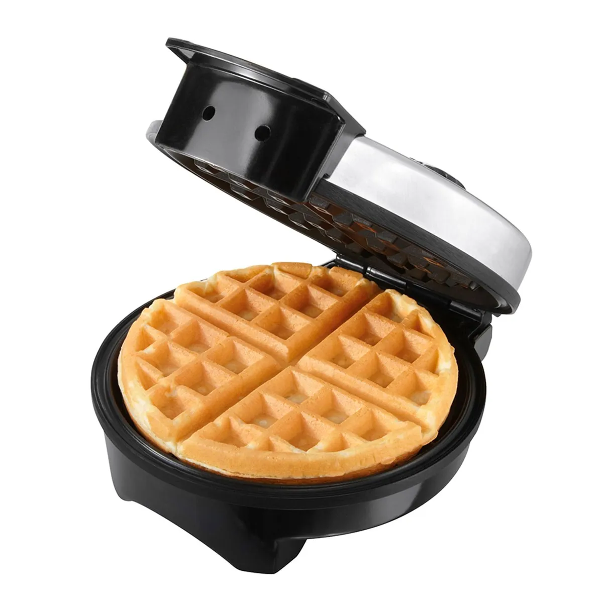 OSTER - Waflera Redonda Belga Oster 1 puesto, waflera antiadherente con control de temperatura