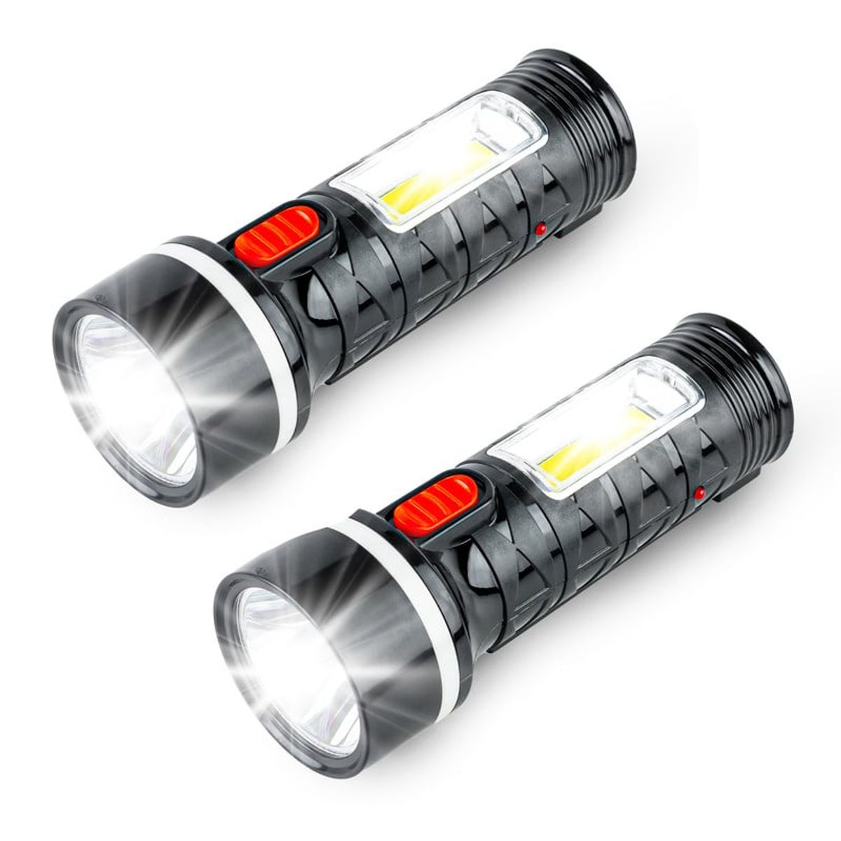 ENERGY PLUS - Set x2 Linterna Recargable LED Portátil Enchufe Integrado