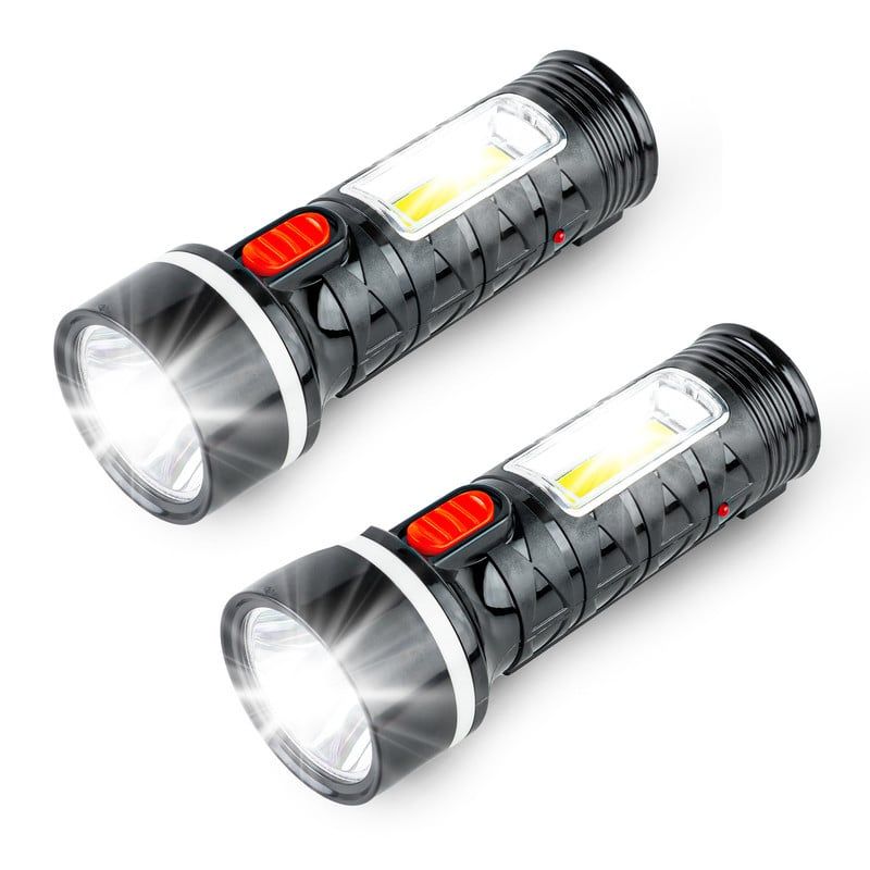 ENERGY PLUS - Set x2 Linterna Recargable LED Portátil Enchufe Integrado