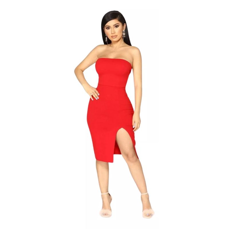 GENERICO - VESTIDO DE MUJER BASICO STRAPLESS