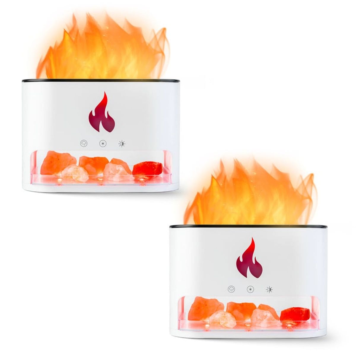 ENERGY PLUS - Set x2 Humidificador y Difusor de Aromas Efecto Llama y LED Blanco