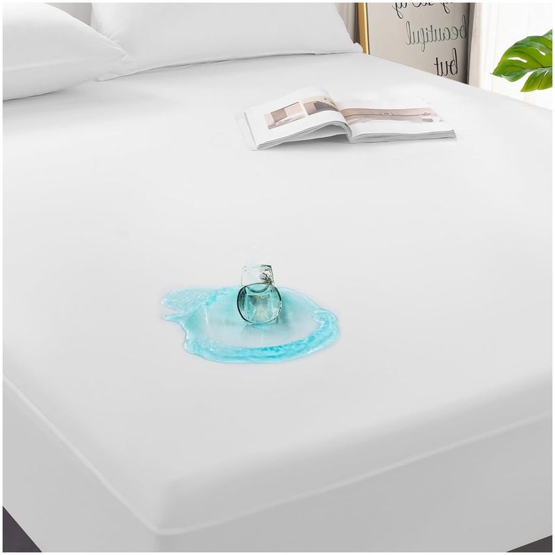 ONE PIXEL - Protector De Colchon Impermeable Antifluidos Doble Basico Blanco.