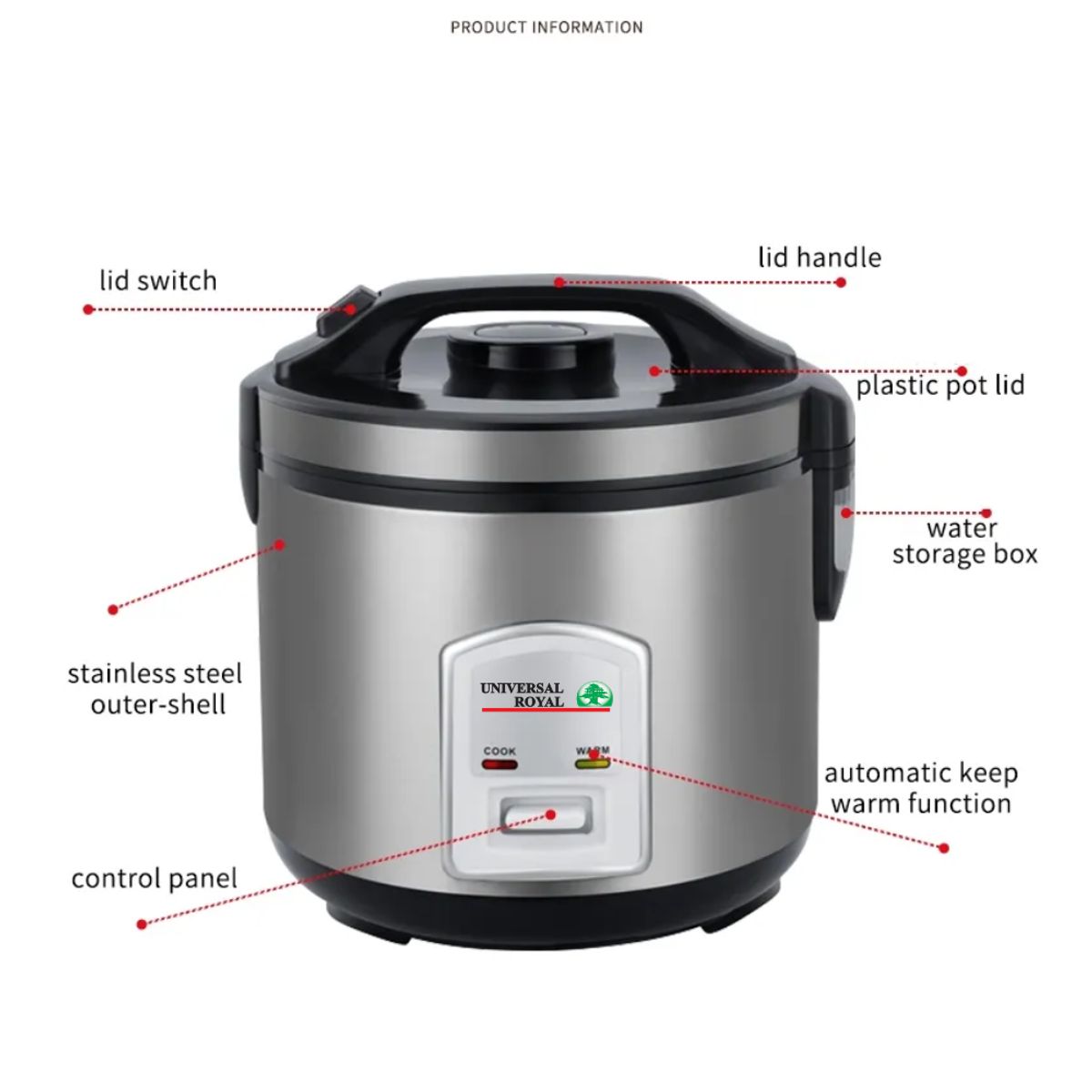 UNIVERSAL ROYAL - Olla Arrocera Eléctrica Universal Royal 1.8lts 21 Programas