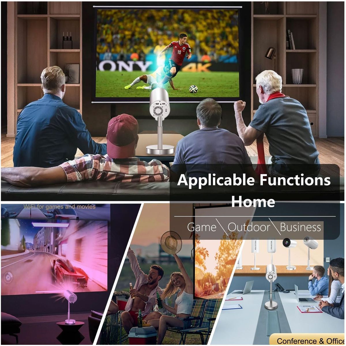 ONE PIXEL - Proyector Portatil Con Soporte Integrado 1080P 4K HDMI USB