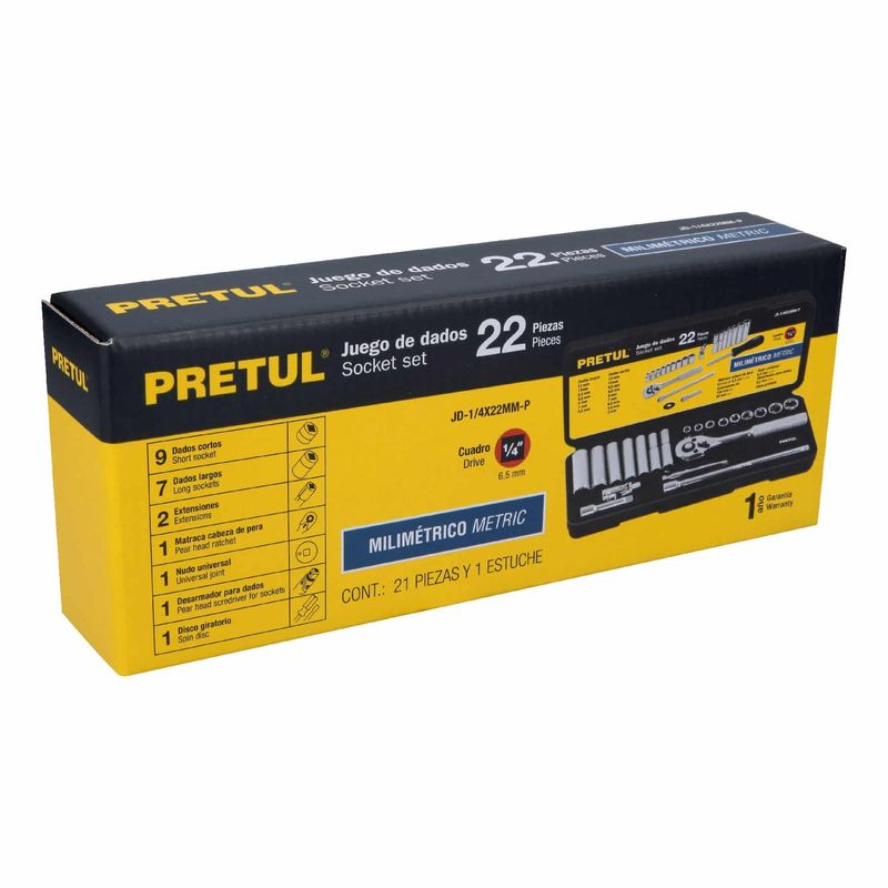 PRETUL - Juego Copas Rachet 1/4" 22 Piezas Std Pretul