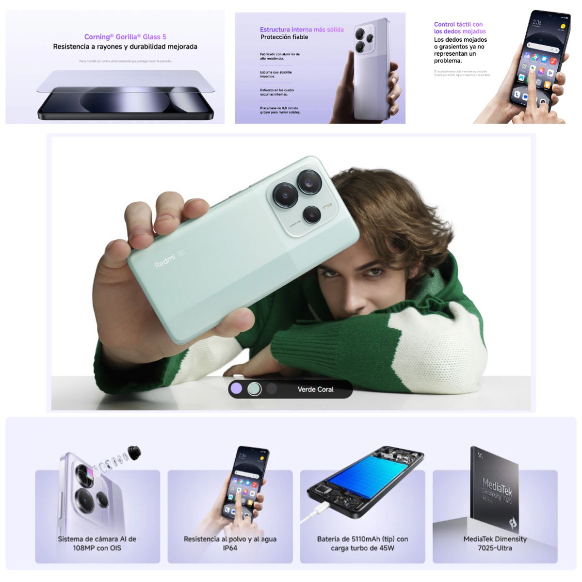 XIAOMI - Celular Redmi Note 14 5G 256GB/8GB RAM - Verde