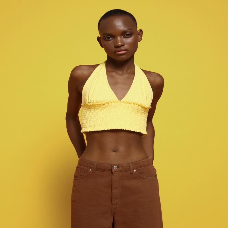 SEVEN SEVEN - Crop Top Para Mujer Manga Sisa Color Amarillo  Marca Seven Seven #28095484