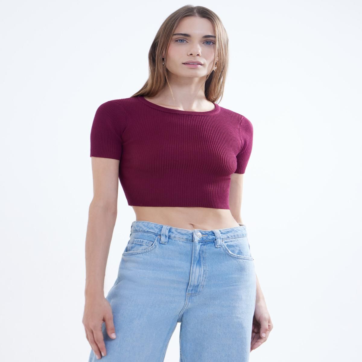 SEVEN SEVEN - Camiseta Para Mujer Manga Corta Color Vino Marca Seven Seven #28095600