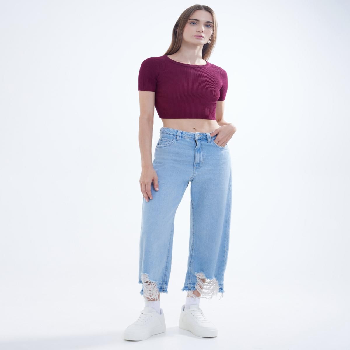 SEVEN SEVEN - Camiseta Para Mujer Manga Corta Color Vino Marca Seven Seven #28095600