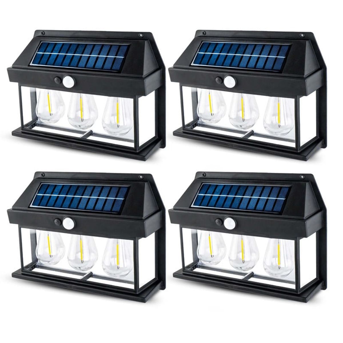 ENERGY PLUS - Set x4 Lámpara Solar de Pared LED con Sensor de Movimiento