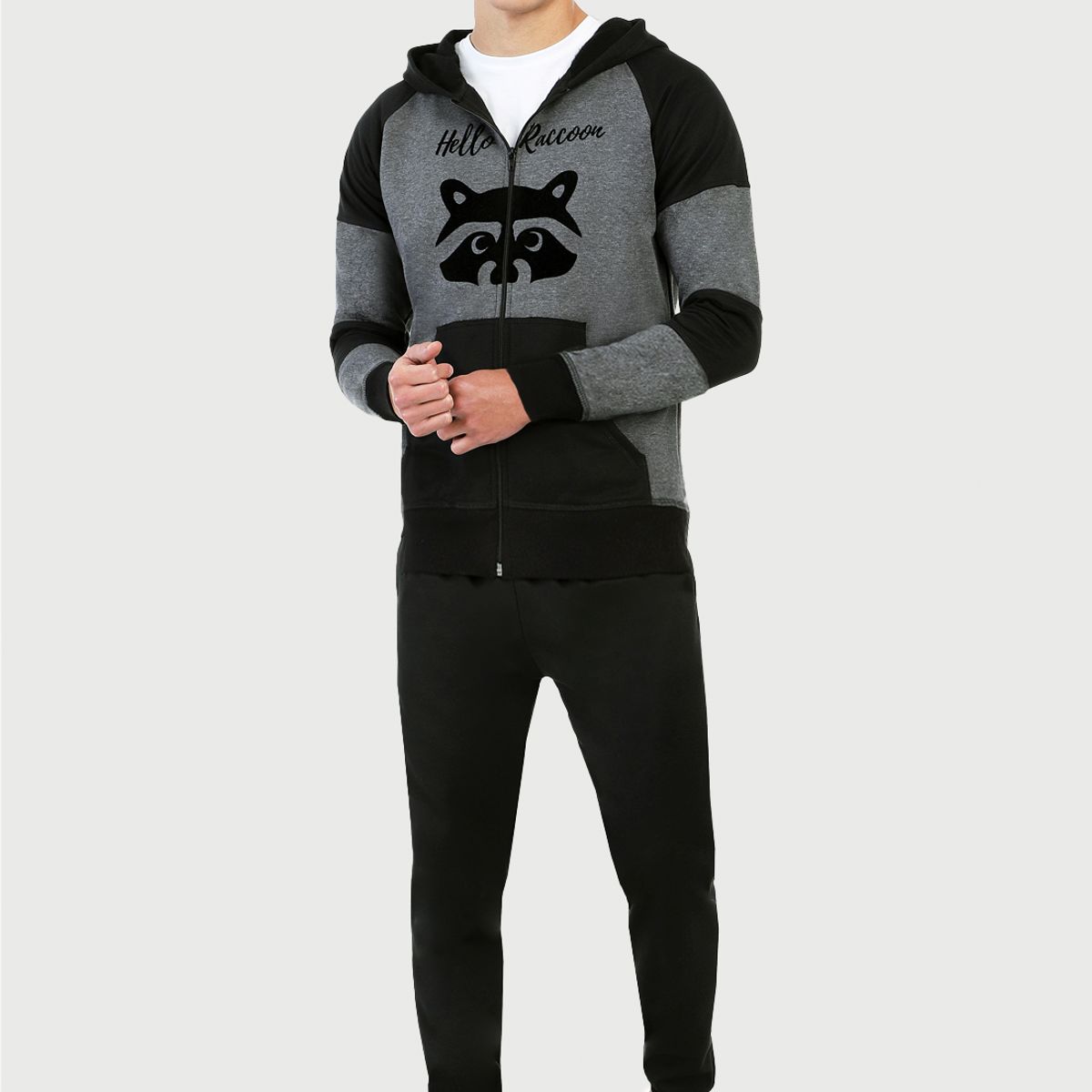 ARCTIC FOX - Chaqueta para Hombre Gris Negra Mapache