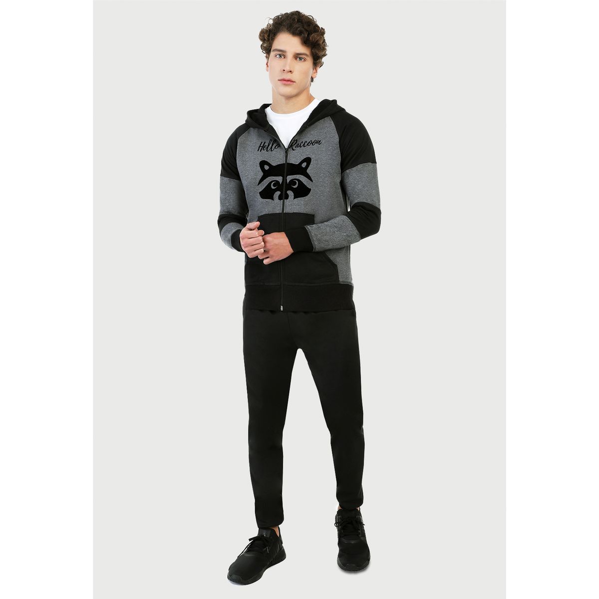 ARCTIC FOX - Chaqueta para Hombre Gris Negra Mapache