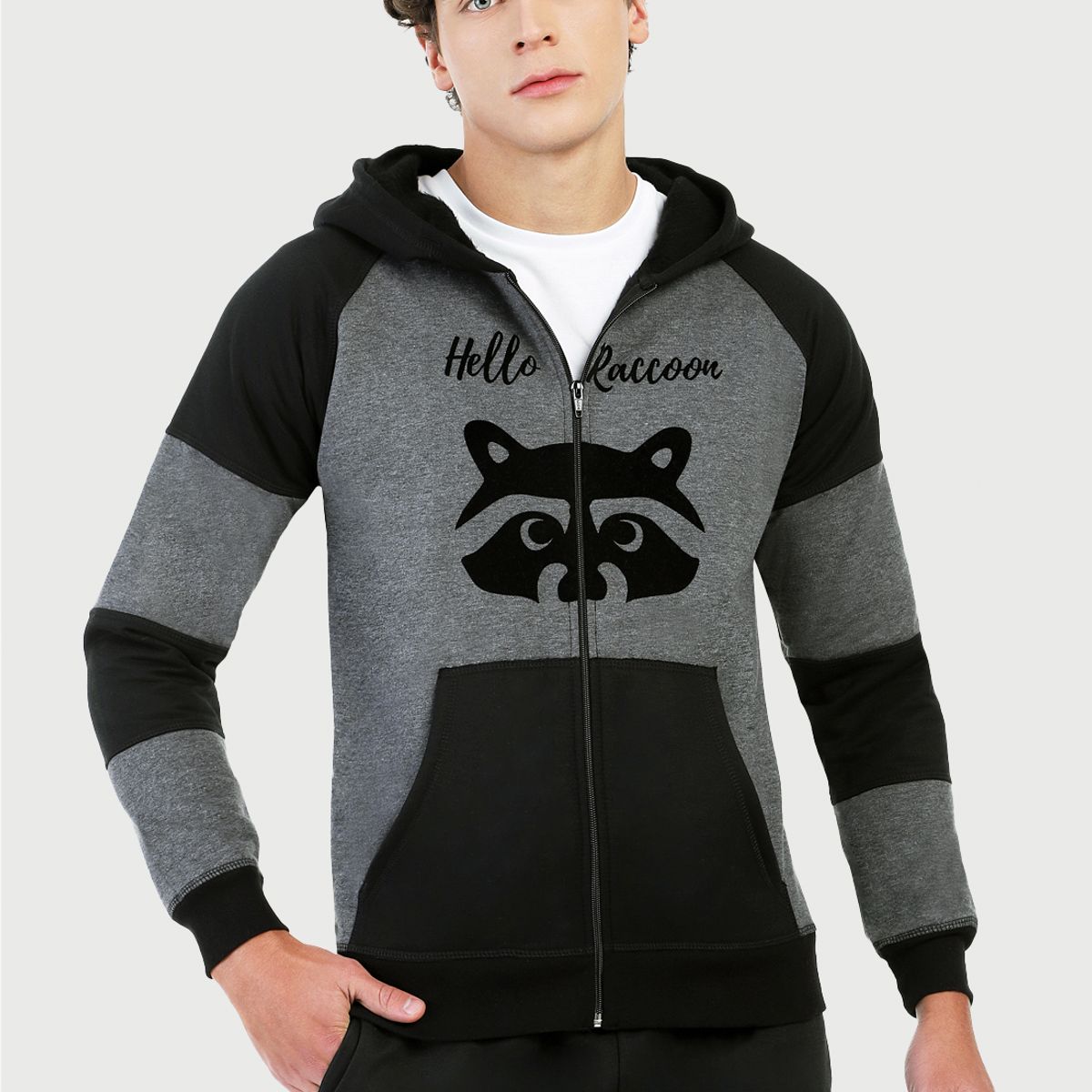 ARCTIC FOX - Chaqueta para Hombre Gris Negra Mapache