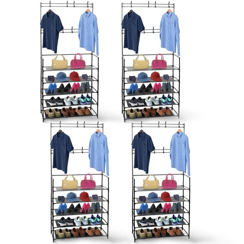 ENERGY PLUS - Set x4 Organizador de Ropa y Calzado 4 Niveles con Ganchos