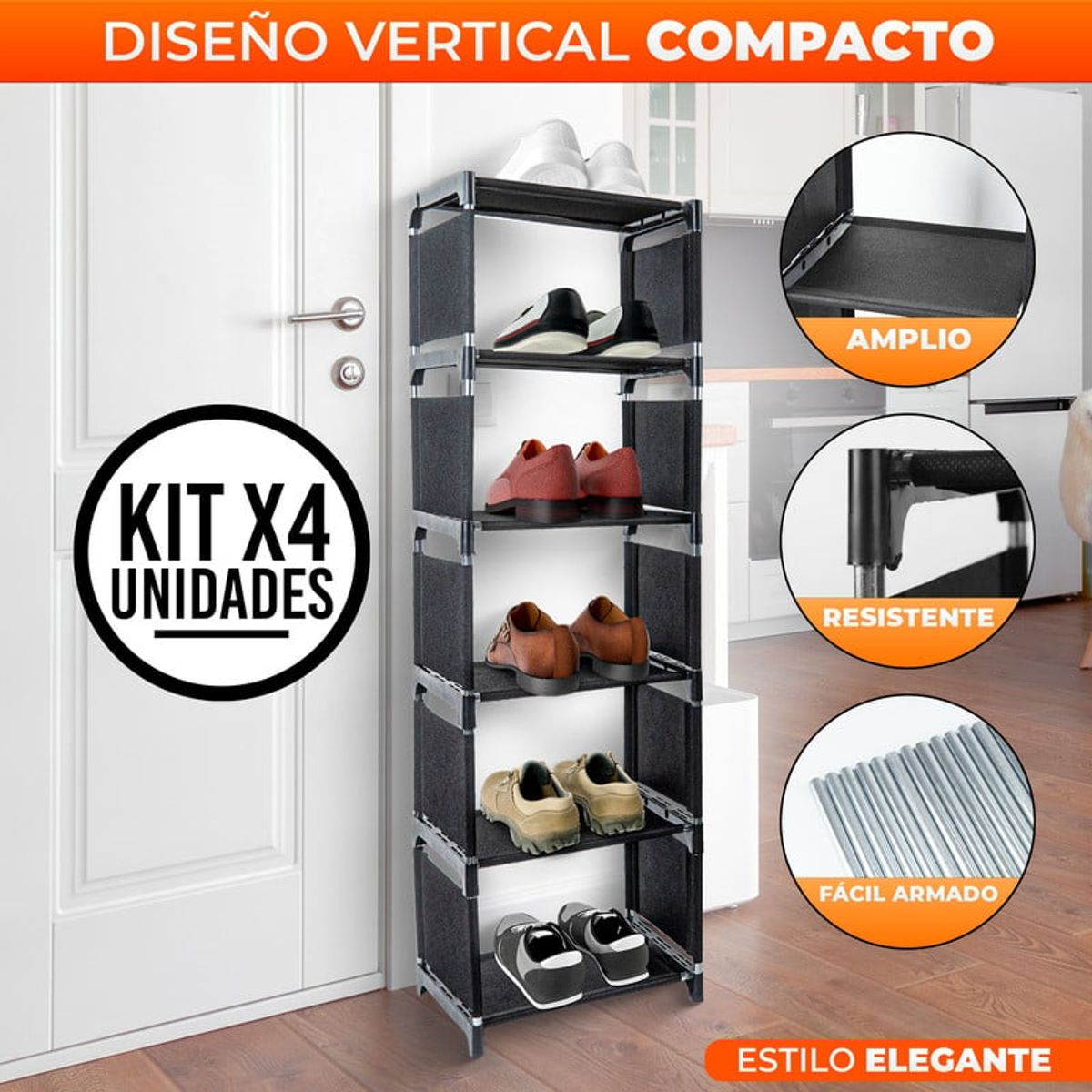 ENERGY PLUS - Set x4 Organizador de Calzado Multifuncional Diseño Moderno