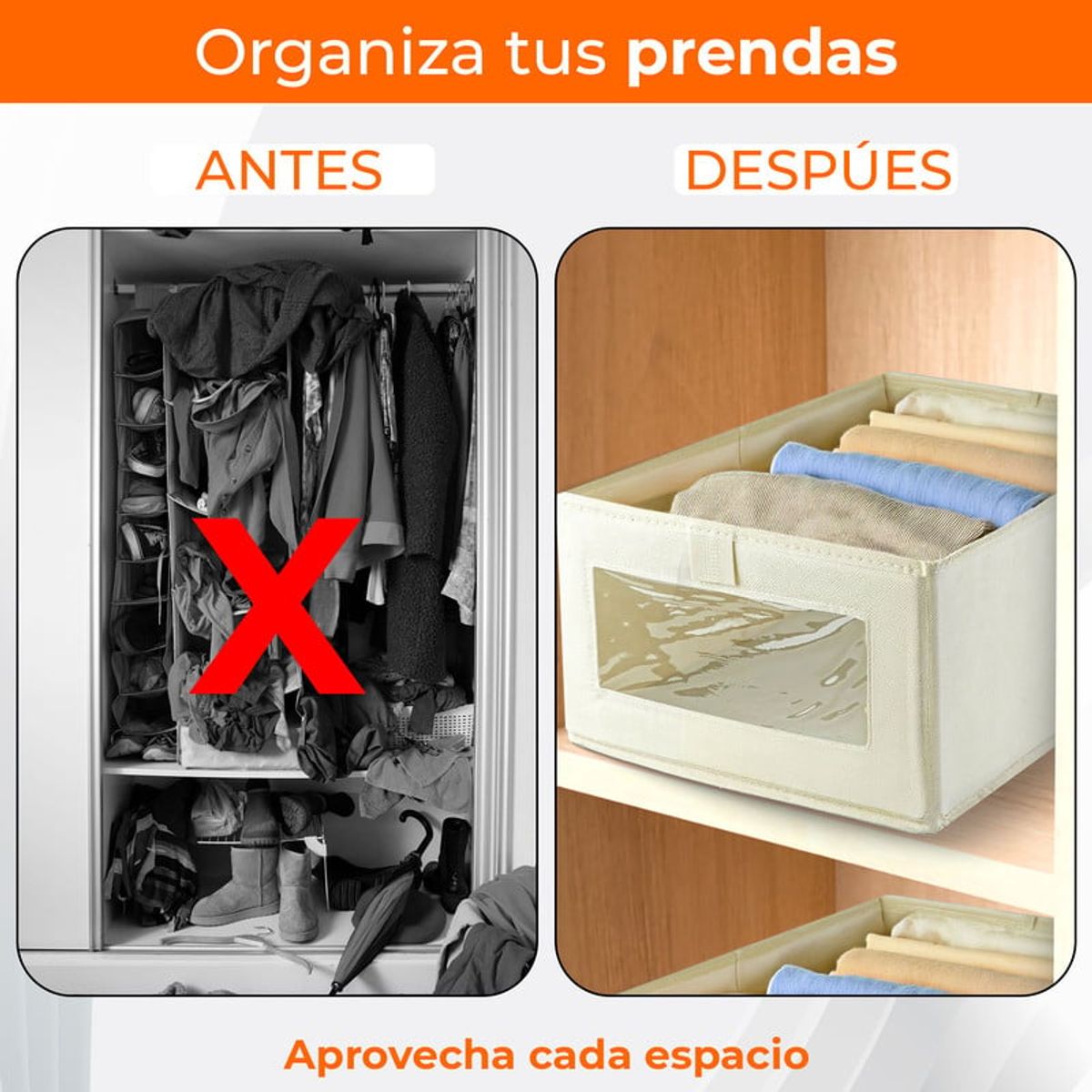ENERGY PLUS - Organizador de Armario y Cajones Plegable - Ropa Accesorios