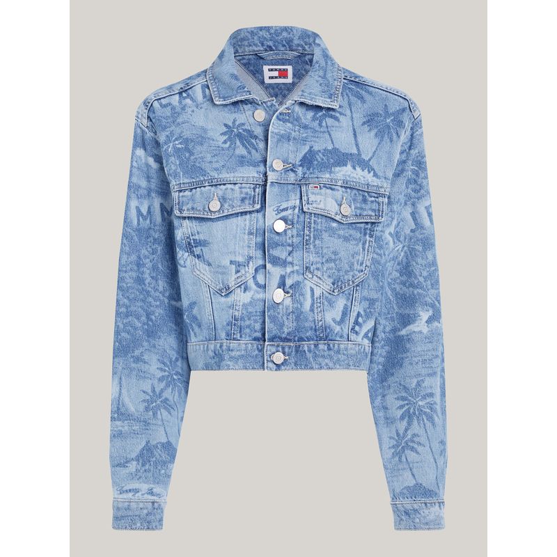 TOMMY HILFIGER - Chaqueta azul Trucker denim de corte cropped Tommy Jeans