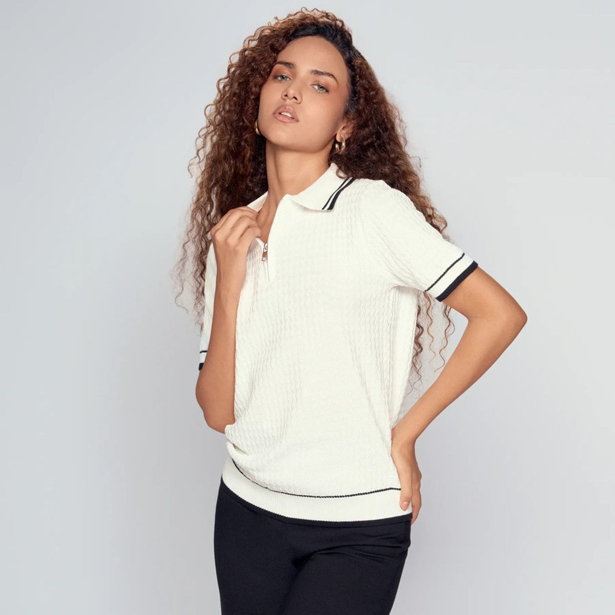 DEREK - Blusa Tipo Polo Unicolor Derek