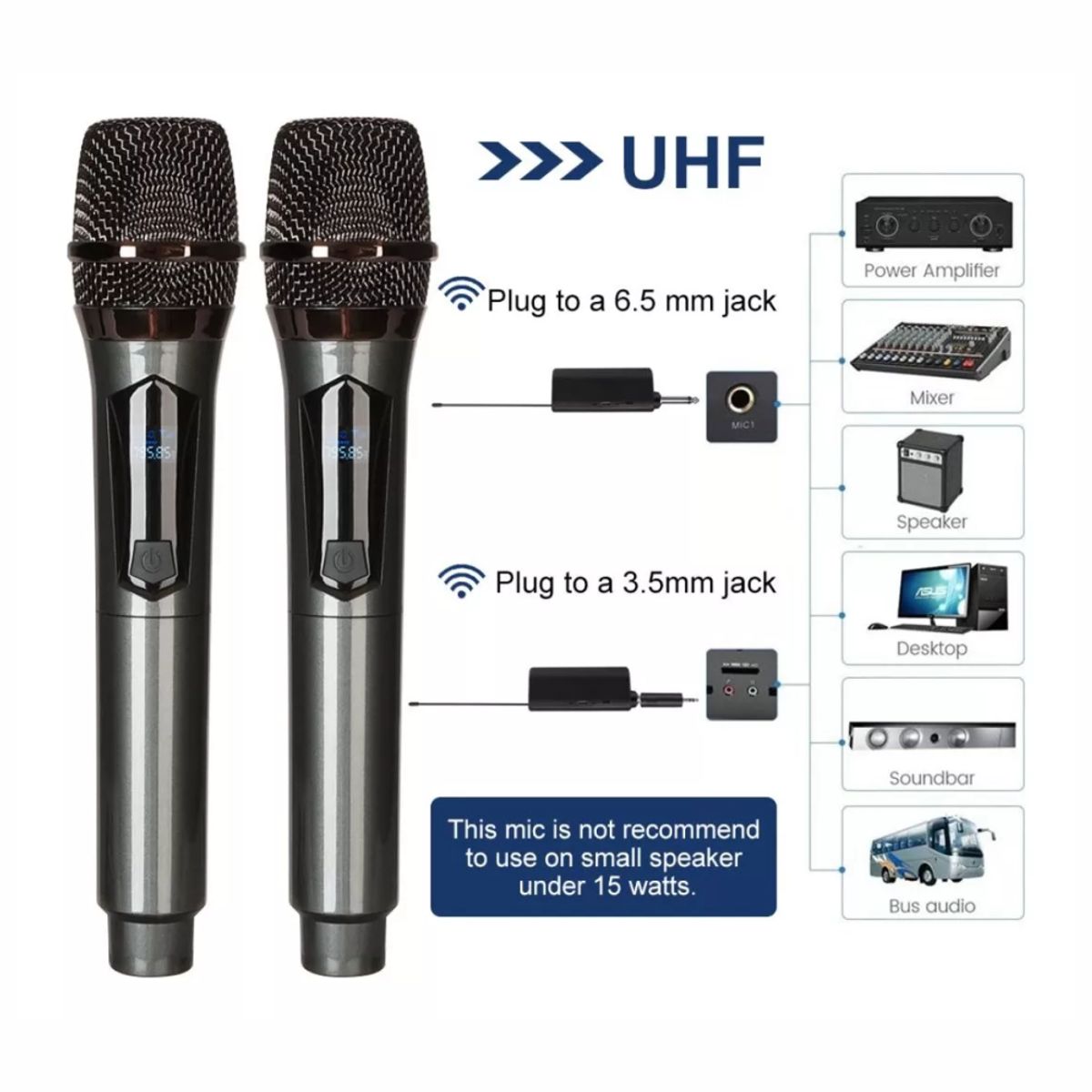 GENERICO - Microfono Inalambrico Doble Profesional Recargable Tipo C