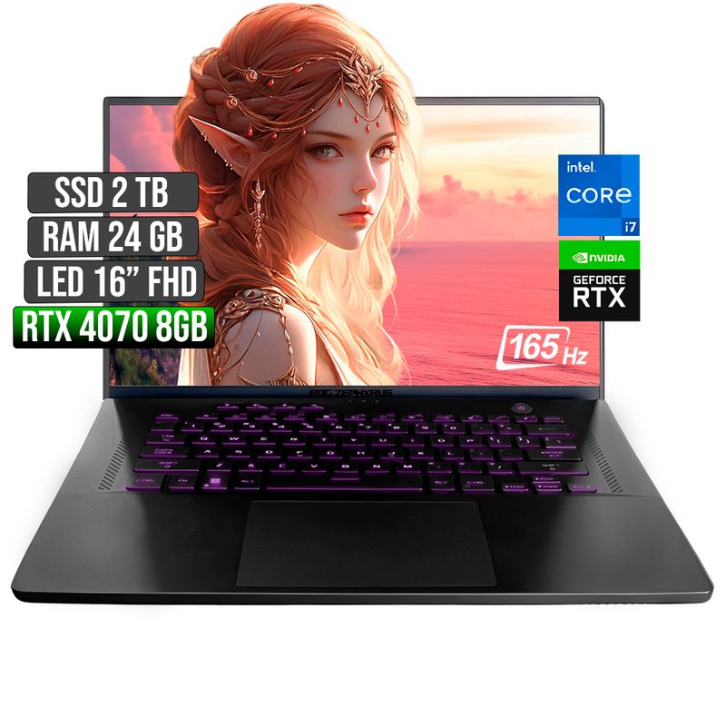 ASUS - ASUS ROG ZEPHYRUS INTEL CORE I7-13620H RTX 4070 8GB SSD 2TB RAM 24GB LED 16" FHD 165Hz