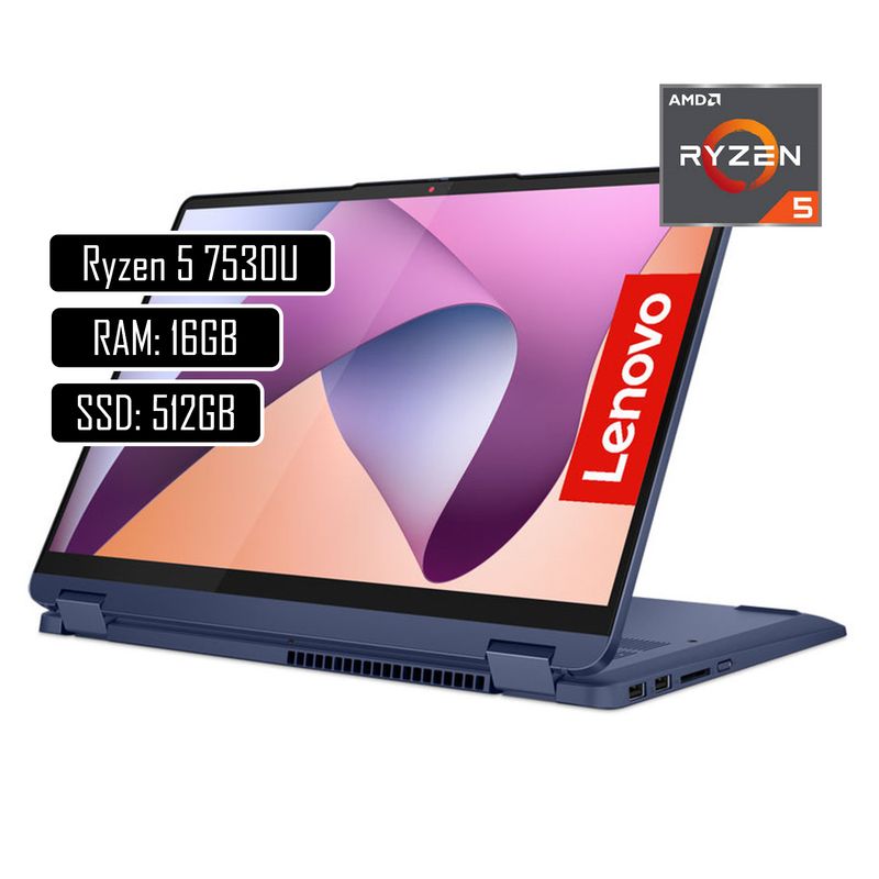 LENOVO - LENOVO FLEX 5 - AMD RYZEN 5 7530U - 16GB LPDDR4X - 512GB SSD - PANTALLA 14" WUXGA TOUCH