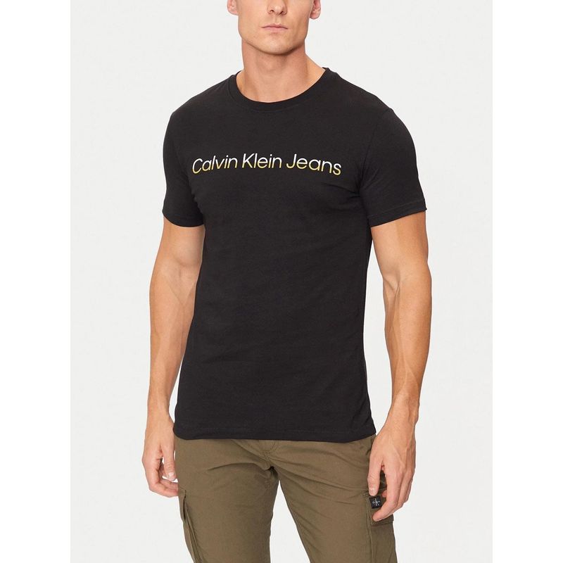CALVIN KLEIN - Camiseta negra con logo institutional bicolor Calvin Klein