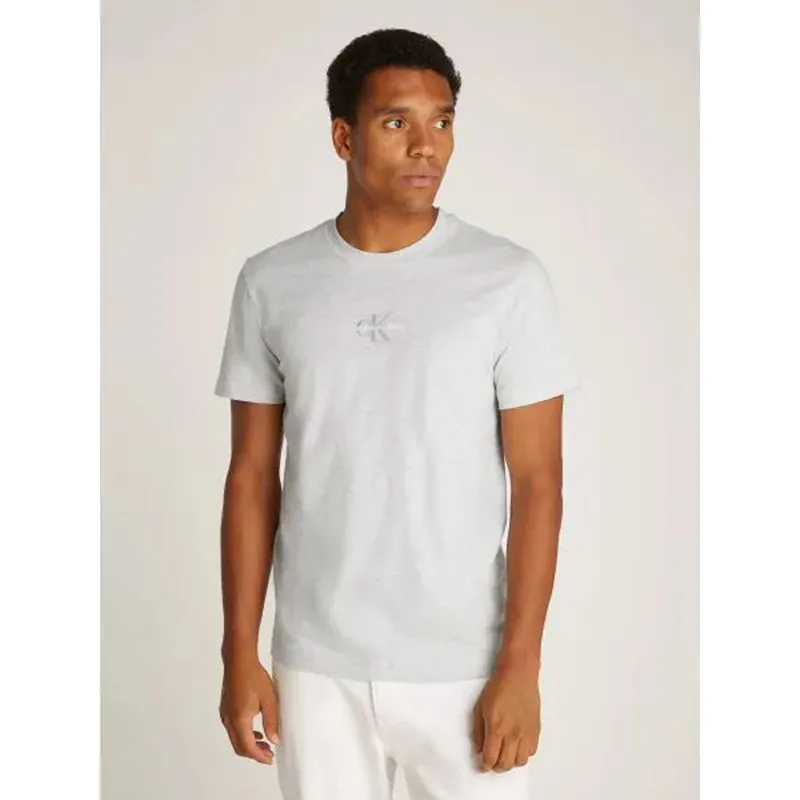 CALVIN KLEIN - Camiseta gris con monograma Calvin Klein