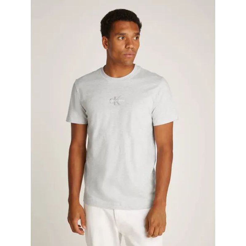 CALVIN KLEIN - Camiseta gris con monograma Calvin Klein