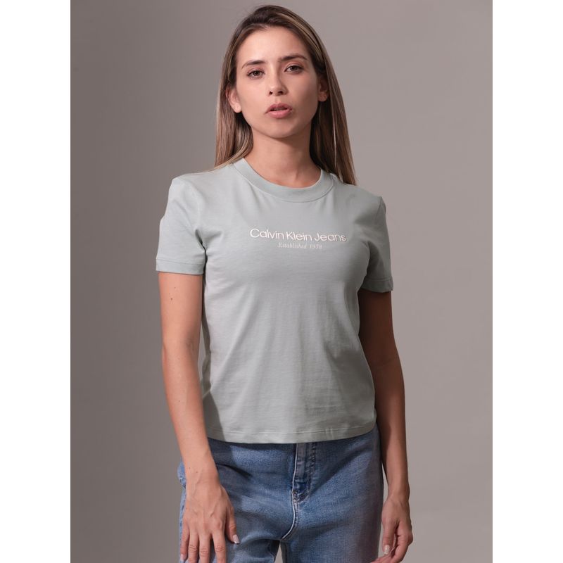 CALVIN KLEIN - Camiseta multicolor regular con logo institutional Calvin Klein