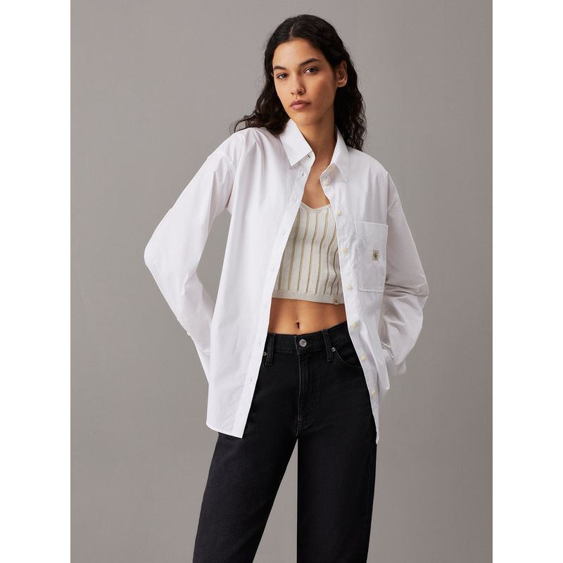 CALVIN KLEIN - Camisa blanca holgada de popelín de algodón Calvin Klein