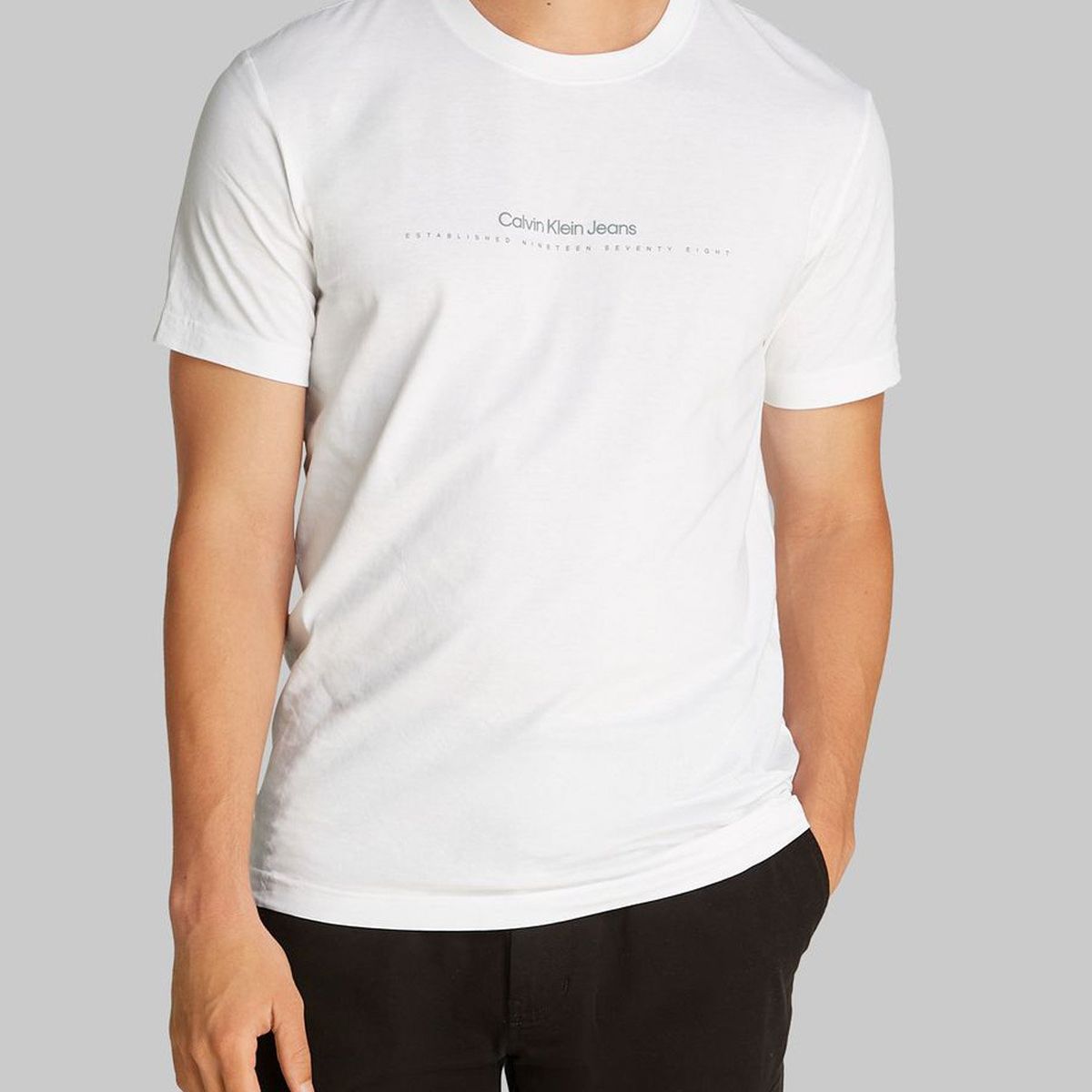 CALVIN KLEIN - Camiseta blanca con logo pequeño Calvin Klein
