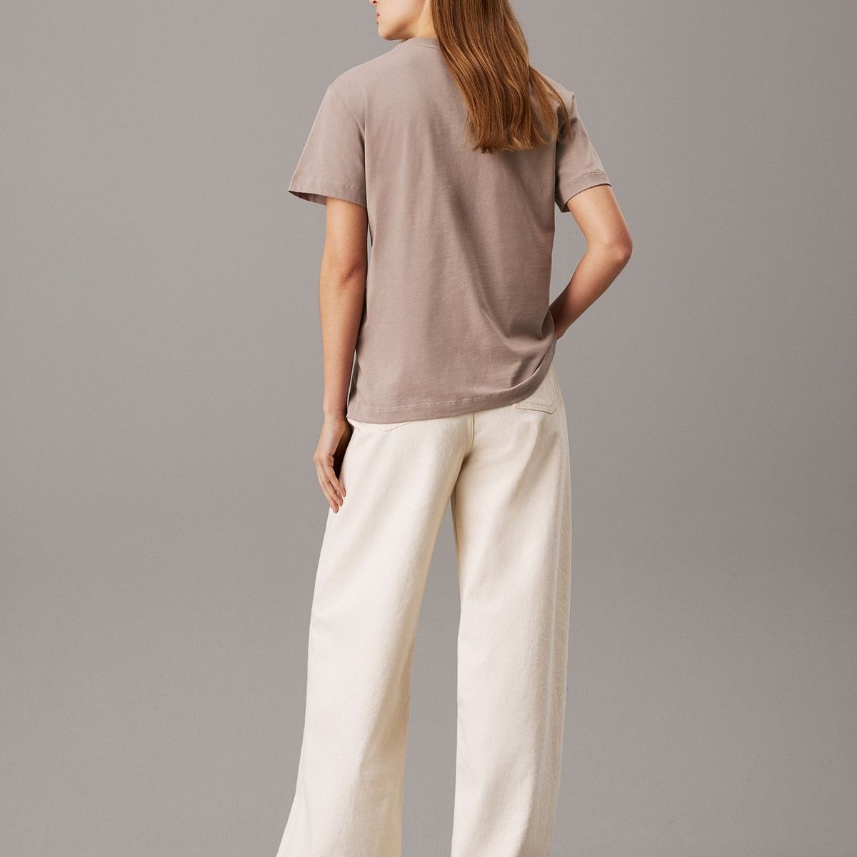 CALVIN KLEIN - Camiseta gris con logo nano Calvin Klein