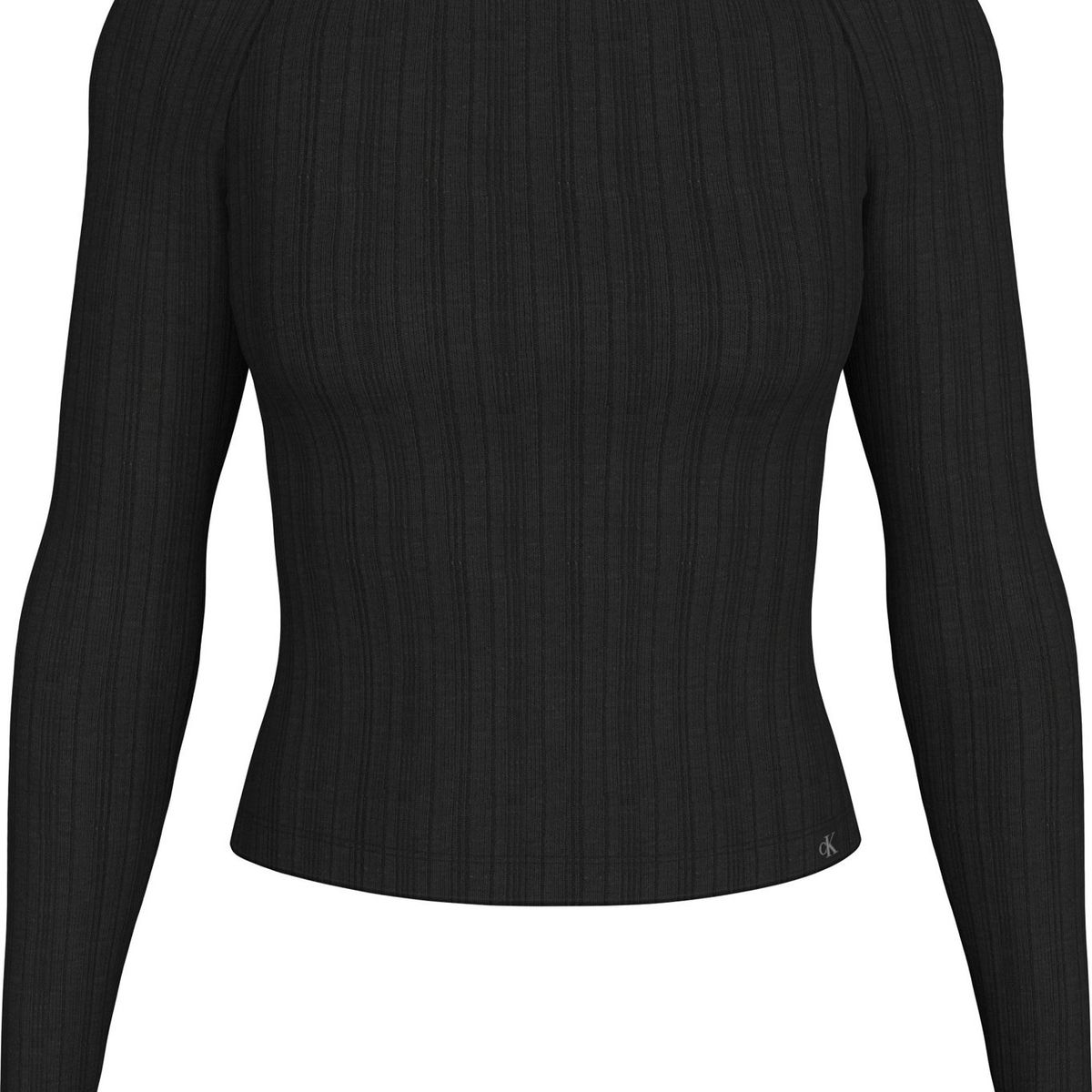 CALVIN KLEIN - Camiseta negra canalé estilo bardot Calvin Klein