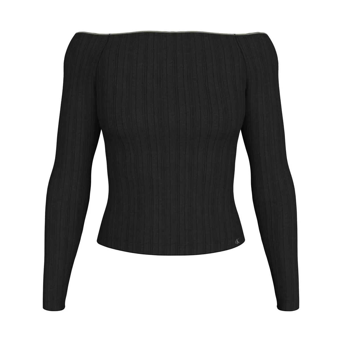 CALVIN KLEIN - Camiseta negra canalé estilo bardot Calvin Klein