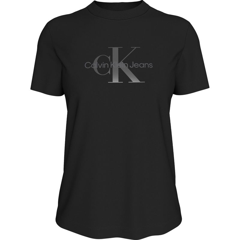 CALVIN KLEIN - Camiseta negra regular con monograma brillante Calvin Klein