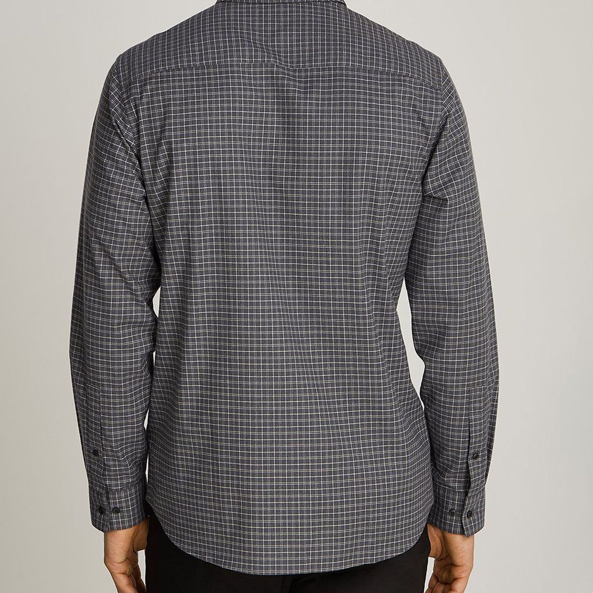 CALVIN KLEIN - Camisa gris de cuadros de sarga elástica Calvin Klein