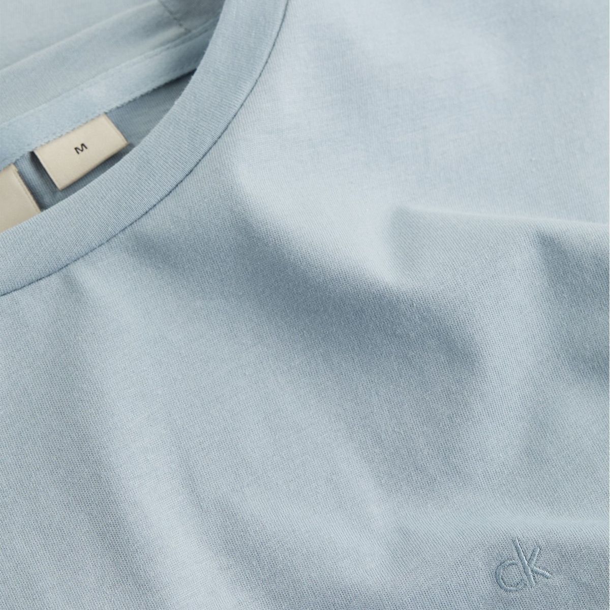 CALVIN KLEIN - Camiseta azul de algodón con parche de goma Calvin Klein