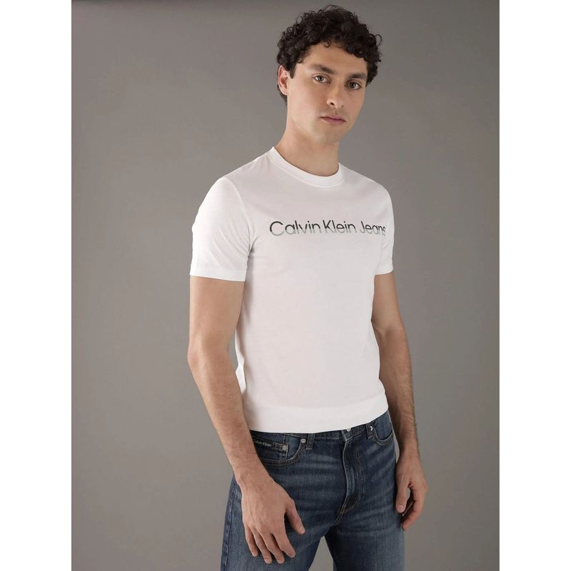 CALVIN KLEIN - Camiseta blanca con logo institutional bicolor Calvin Klein