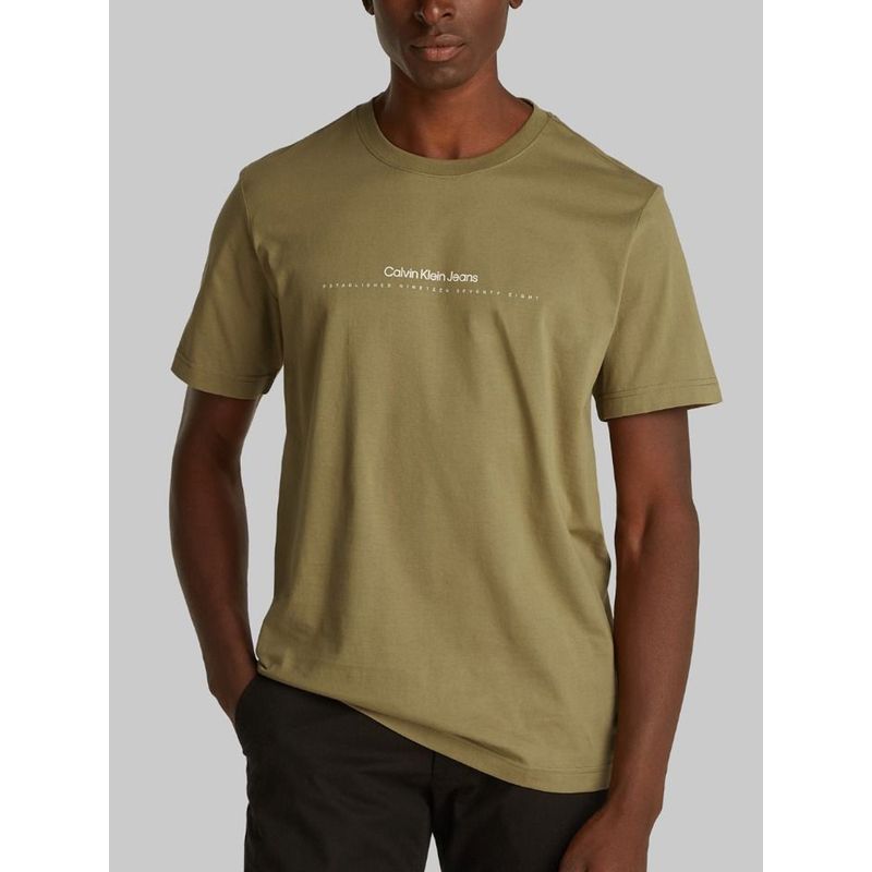 CALVIN KLEIN - Camiseta verde con logo pequeño Calvin Klein
